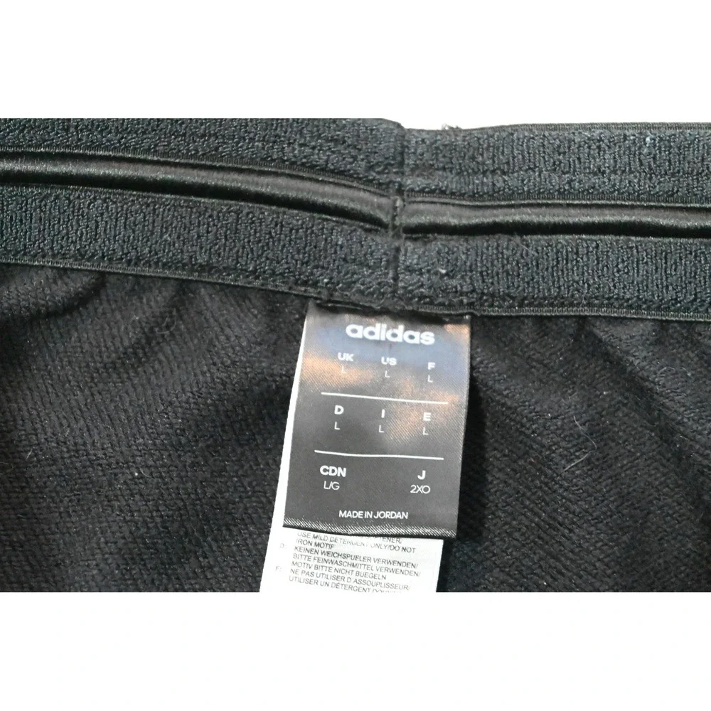 Adidas Joggers Mens Large Black Three Stripe Drawstring Sweatpants Excellent